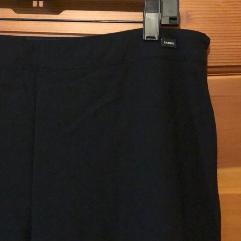 Vintage Chanel wool high rise wide leg side zip minimalist classic trouser pants - Picture 4 of 10